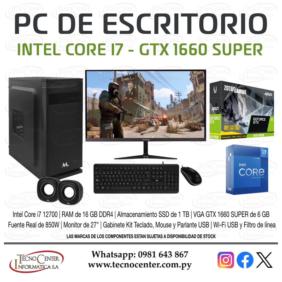 PC de Escritorio Intel Core i7 GTX 1660 SUPER